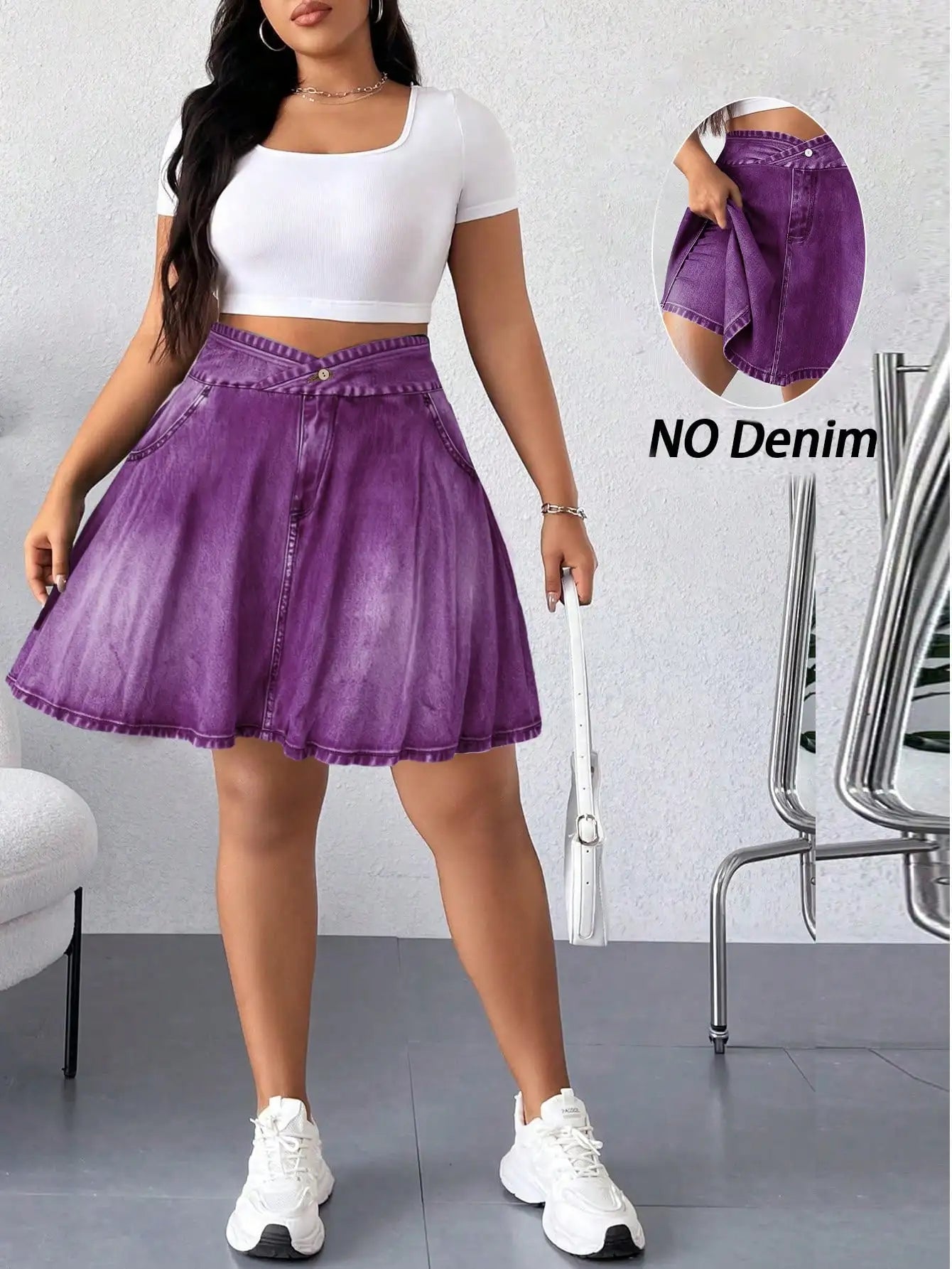 Elenzga Plus Size Summer Casual Solid Color Mini Skort
