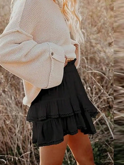 Tiered Ruffle High Waist Skort