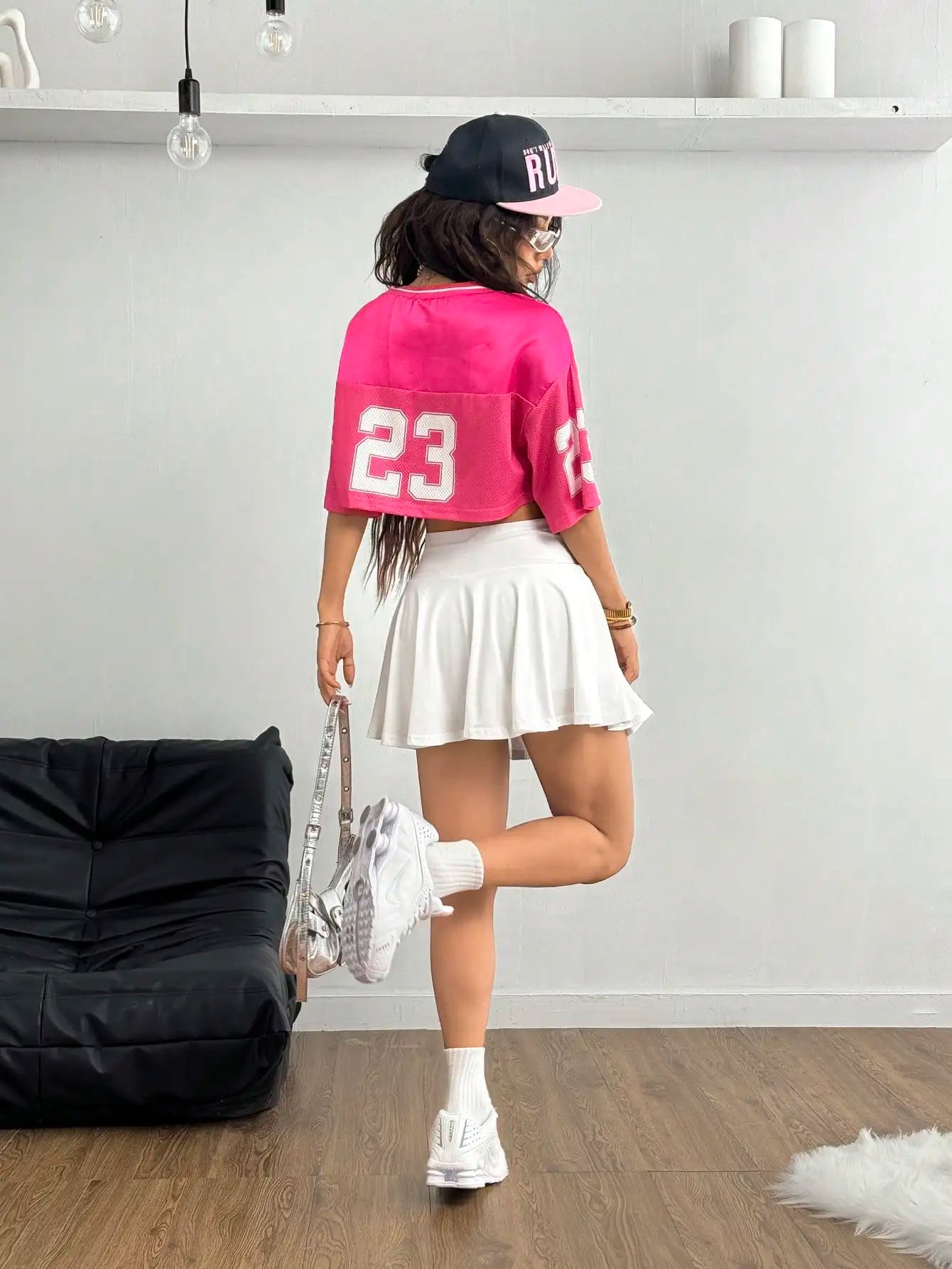 Women's Solid Color Asymmetric Waistband Yoga Skort