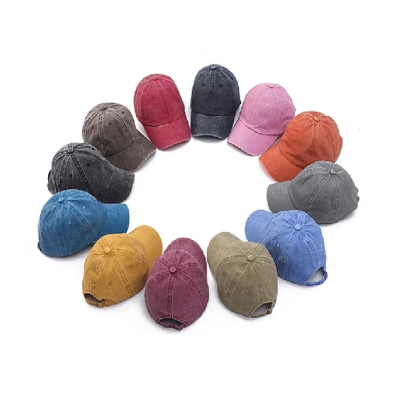 Solid Washed Denim Baseball Cap