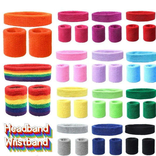 Cotton Sweatband Bundle Headband and Wristbands