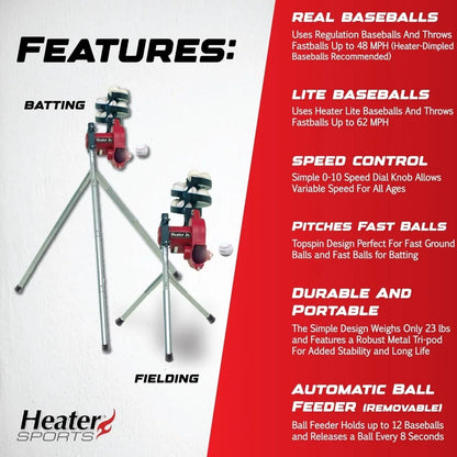 Baseball Pitching Machine for Kids with Variable Speed/Angle