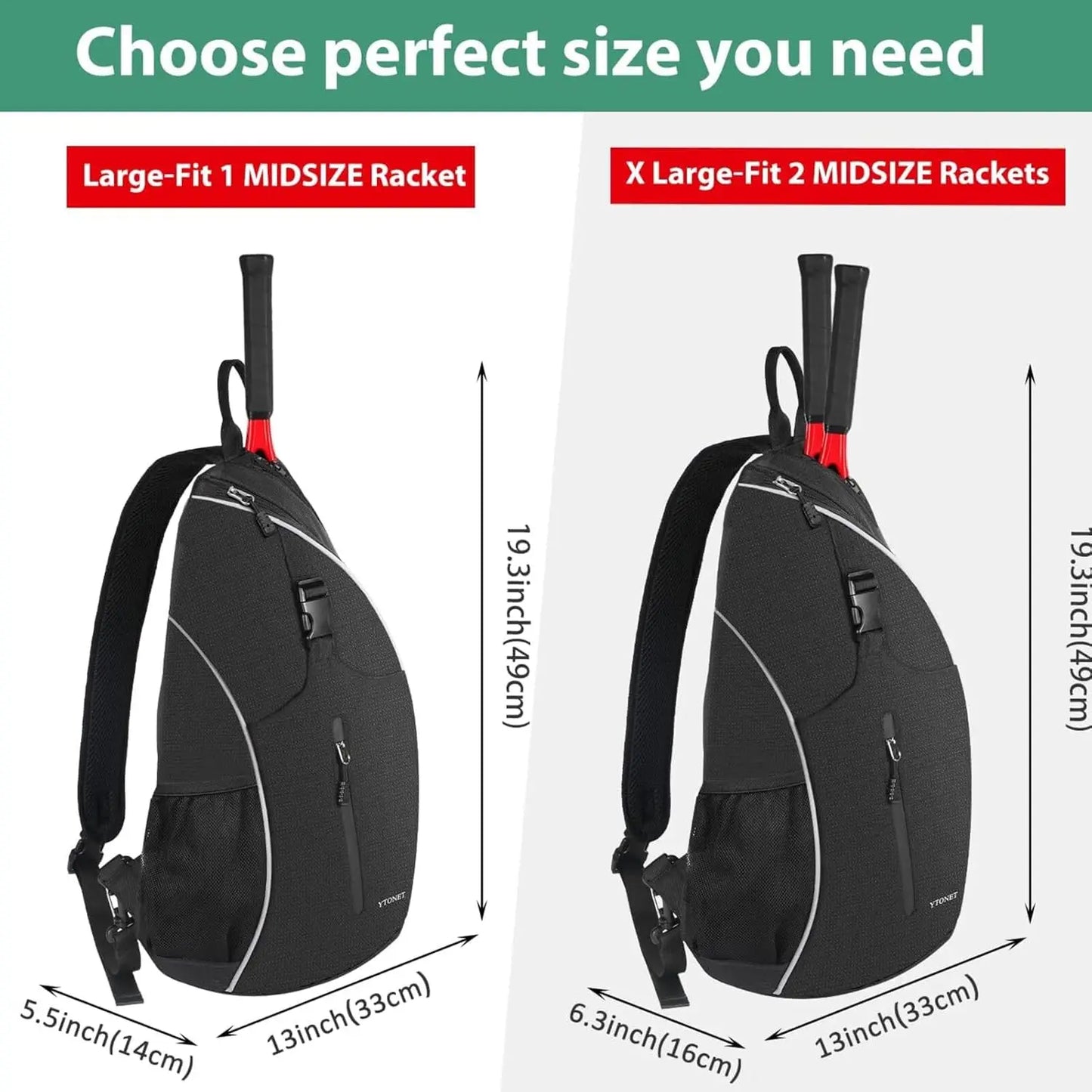 Water-Resistant Pickleball/Tennis Sling Backpack