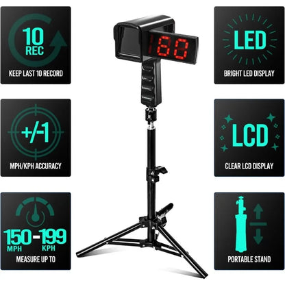 Baseball Radar Gun with Tripod LED LCD