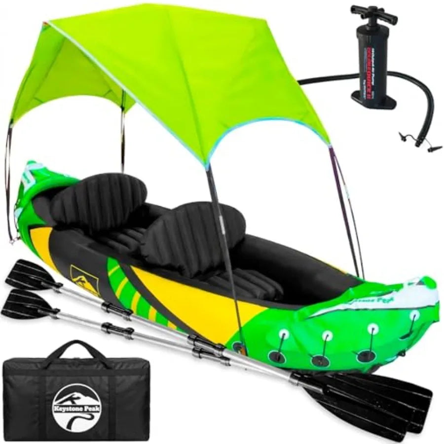 Inflatable Kayak 2 Person with Detachable Sun Canopy