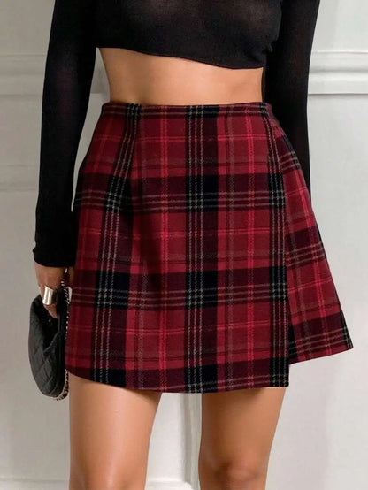Women's Plaid Mini Skort Casual