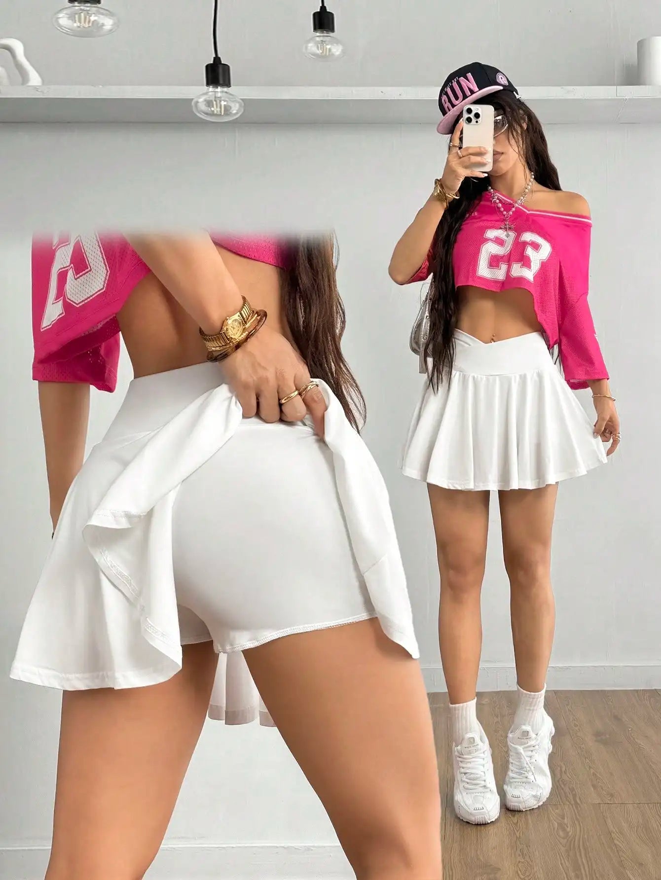 Women's Solid Color Asymmetric Waistband Yoga Skort