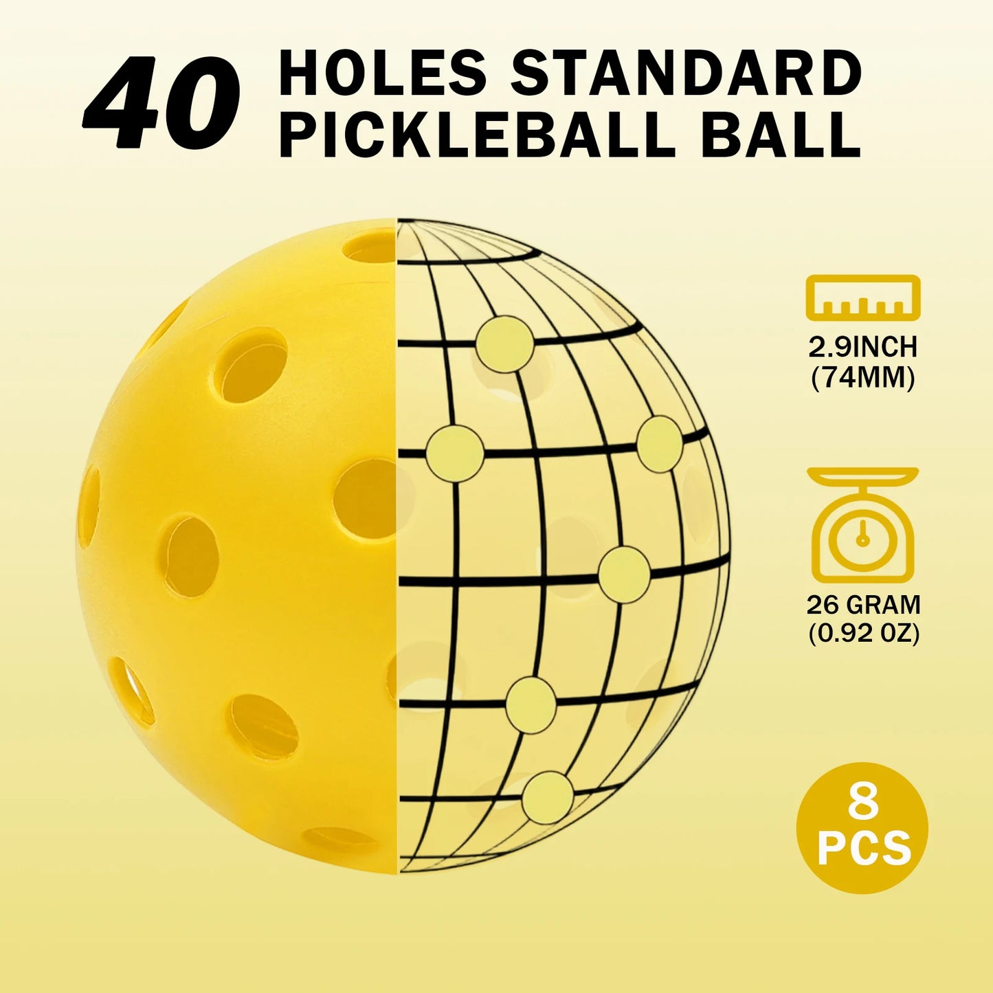 Pickleballs 40 Holes 74mm
