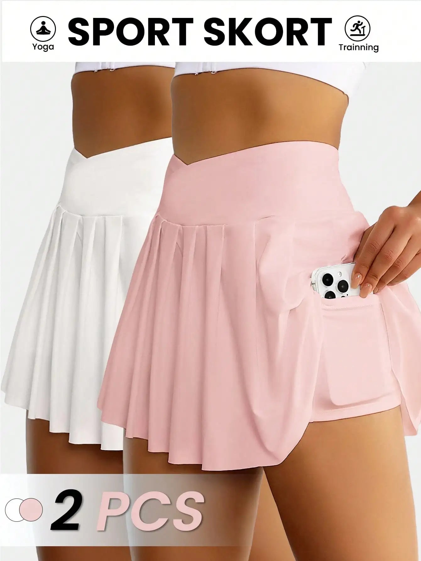 Sovereign Charm Wide Waistband Pleated Sports Skort