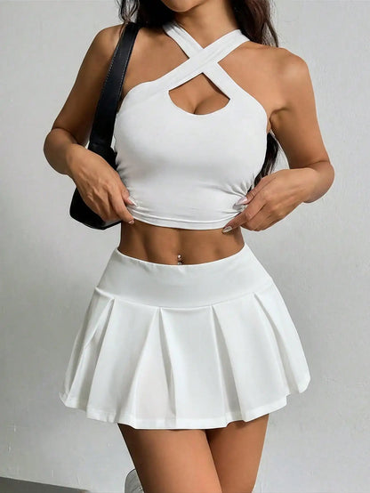 EZwear Summer Going Out Wide Waistband Waist Skorts