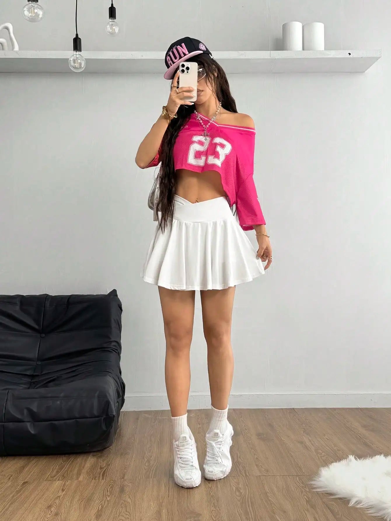 Women's Solid Color Asymmetric Waistband Yoga Skort