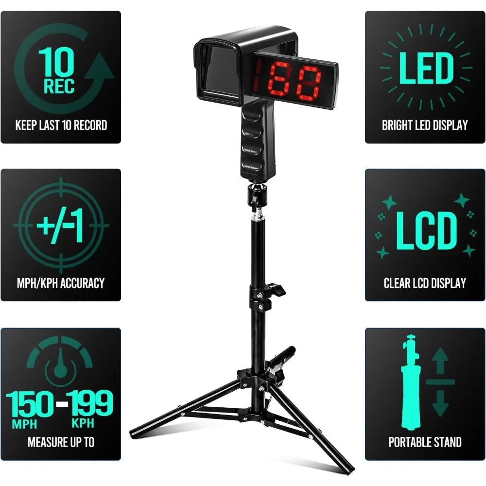 Baseball Radar Gun with Tripod LED LCD