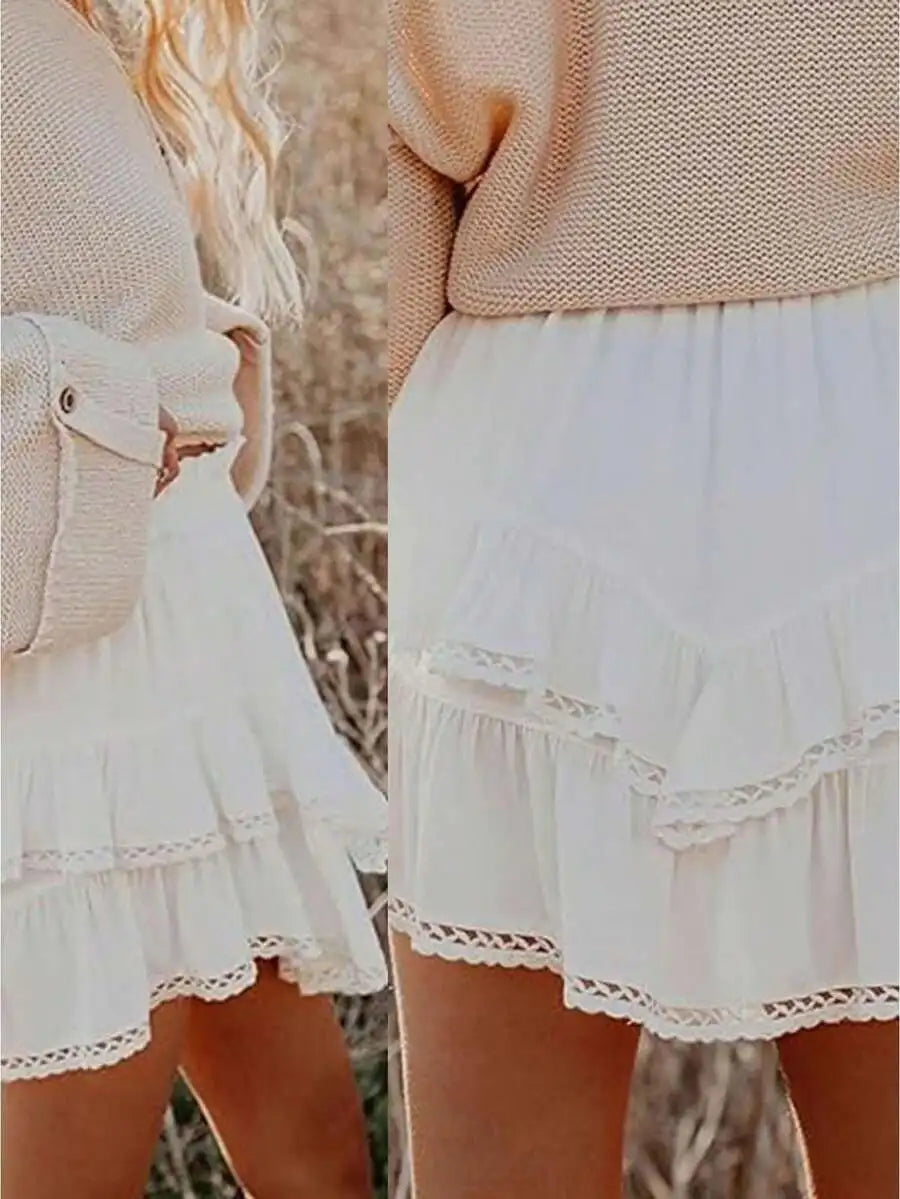 Women's High Waist Tiered Ruffle Skort