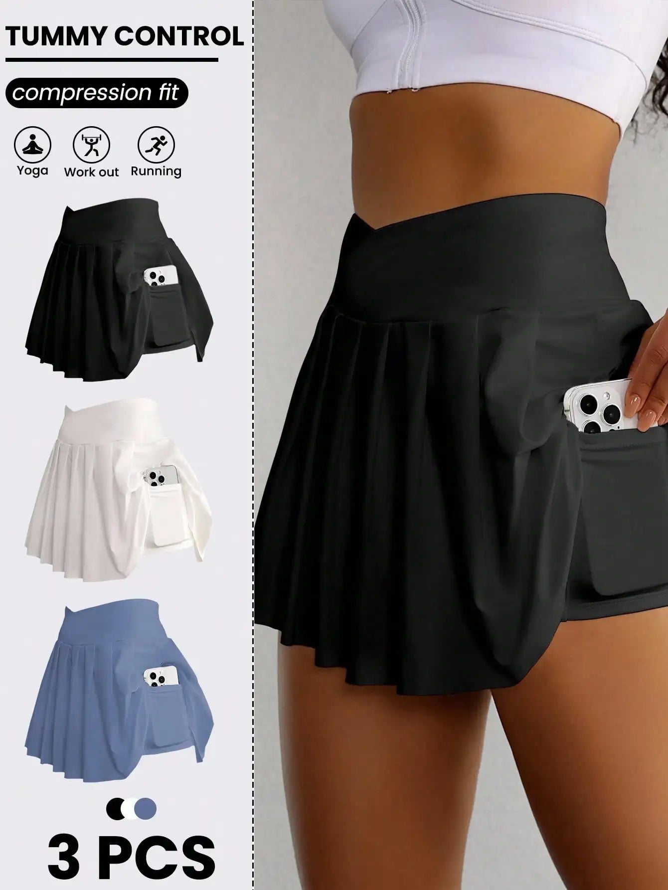 Sovereign Charm Wide Waistband Pleated Sports Skort