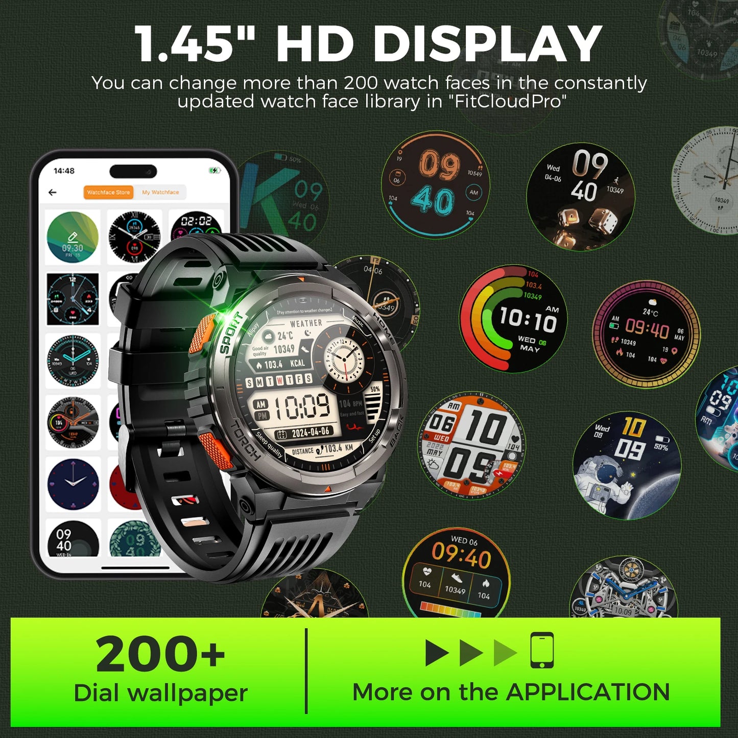 EIGIIS 1.45 Inch Waterproof Smart Watch KE5 3ATM