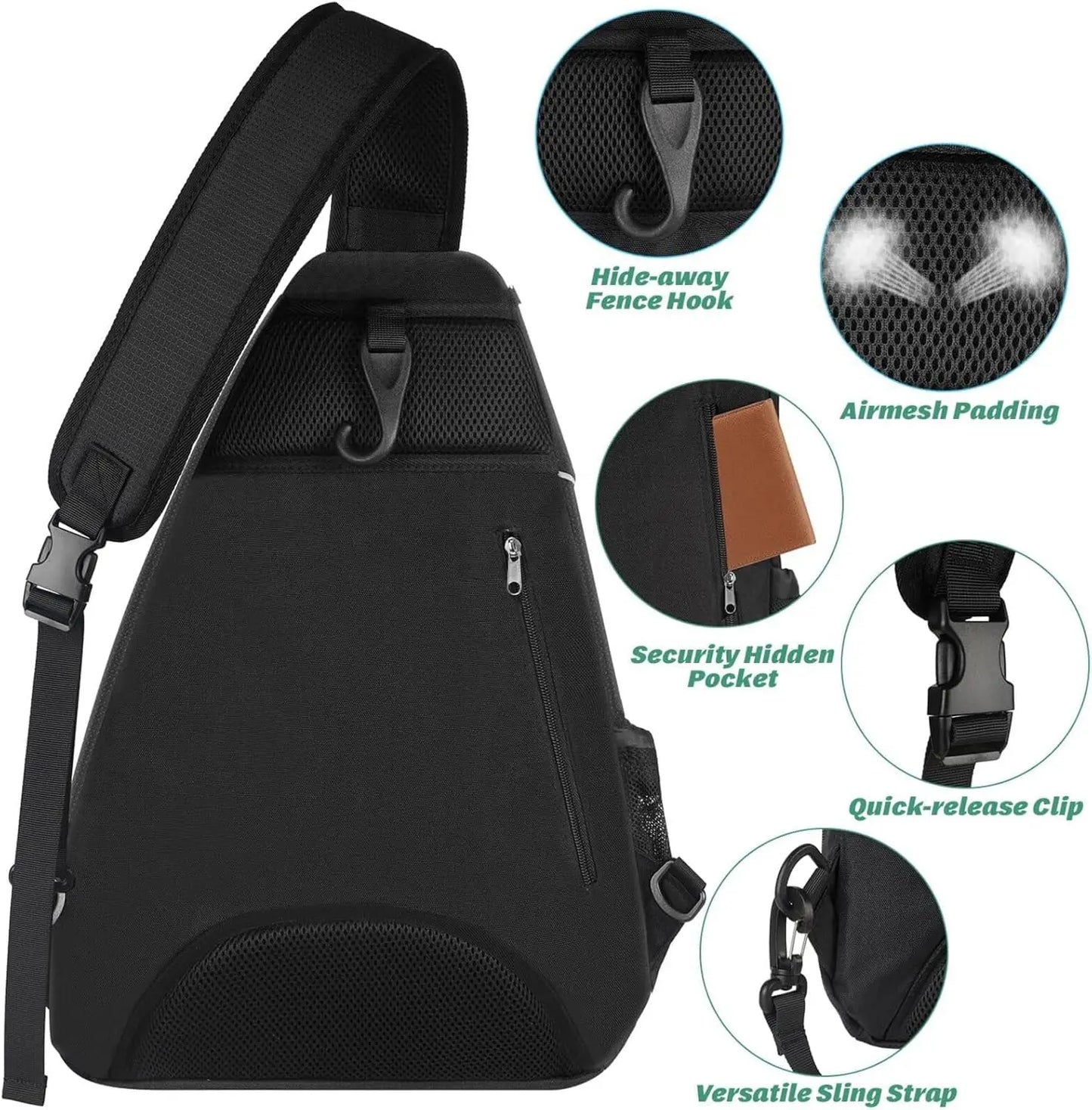 Water-Resistant Pickleball/Tennis Sling Backpack