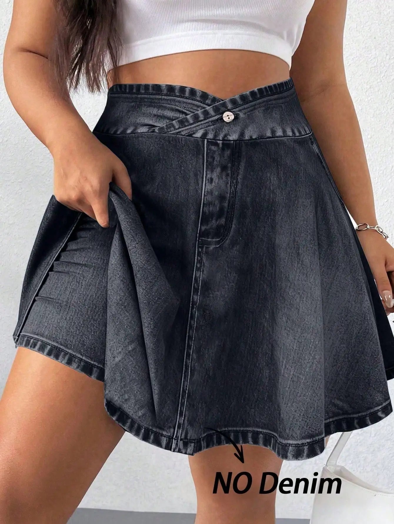 Elenzga Plus Size Summer Casual Solid Color Mini Skort