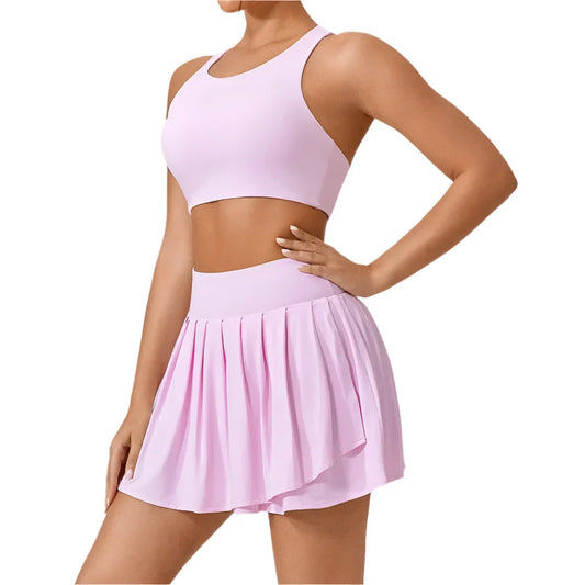 2 Piece Pleated Tennis Skirt Set