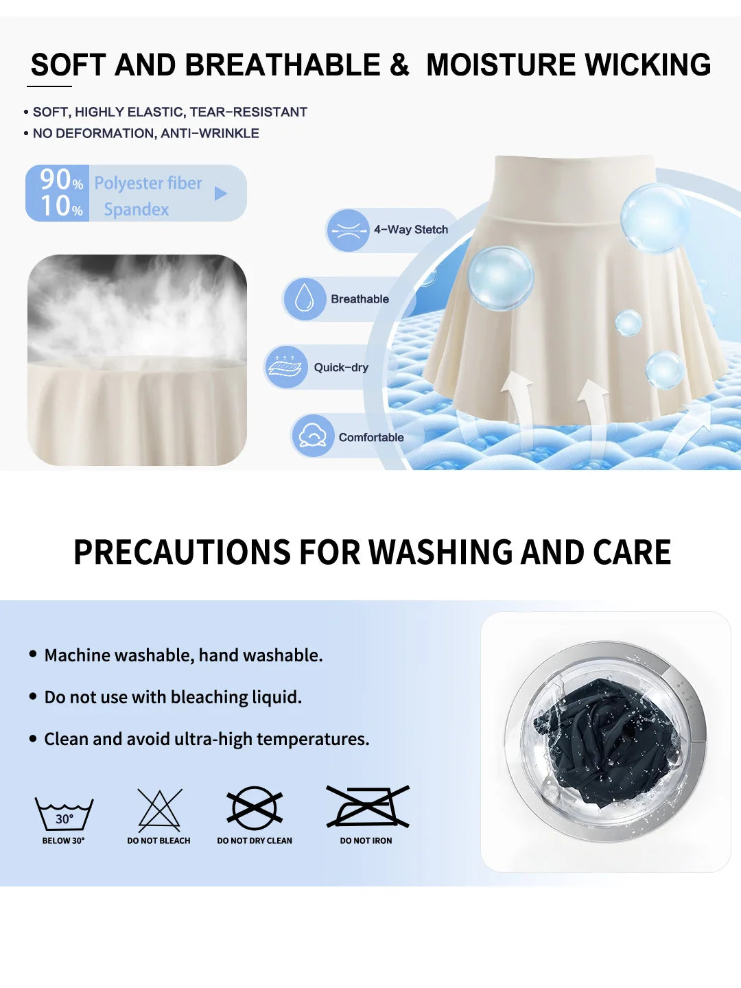 3-Pack Versatile Pleated Skorts