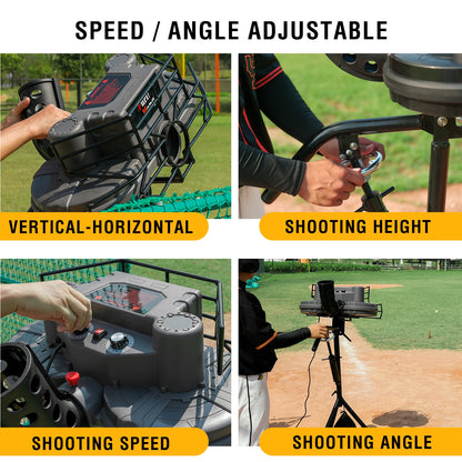 Baseball Pitching Machine Upgraded Version, 30 to 95 MPH with Regulation Baseballs