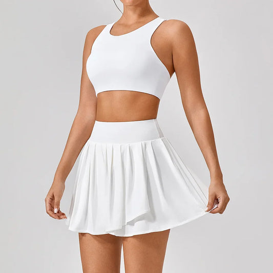 2 Piece Pleated Tennis Skirt Set