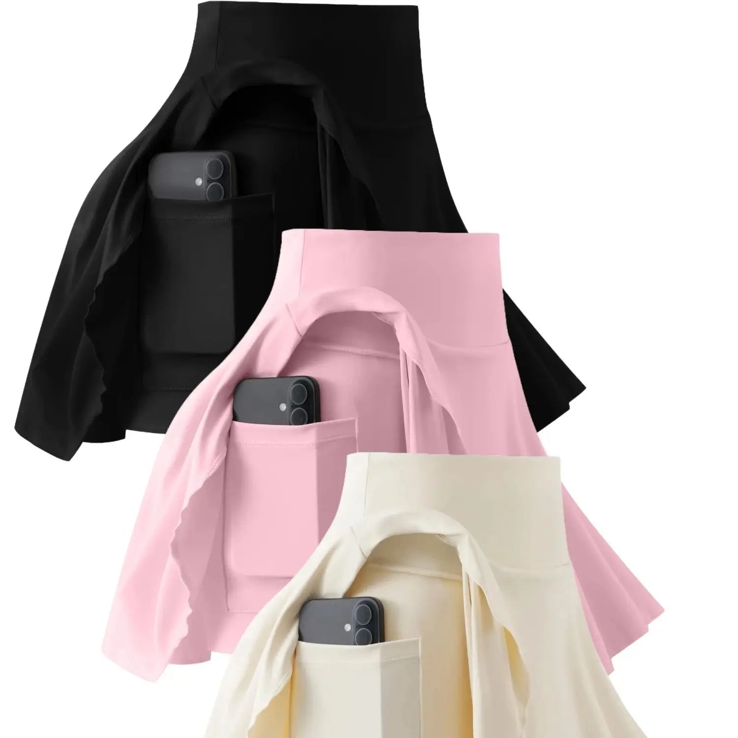 3-Pack Versatile Pleated Skorts