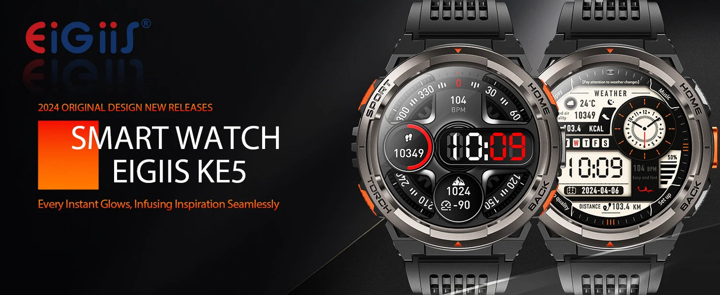 EIGIIS 1.45 Inch Waterproof Smart Watch KE5 3ATM