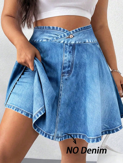 Elenzga Plus Size Summer Casual Solid Color Mini Skort