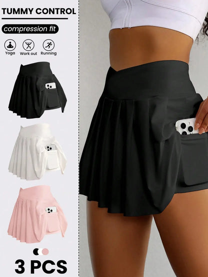Sovereign Charm Wide Waistband Pleated Sports Skort