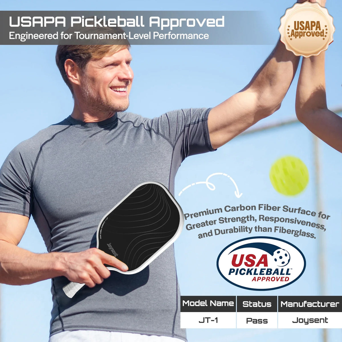 Pickleball Paddle USAPA Approved T300 Carbon Fiber