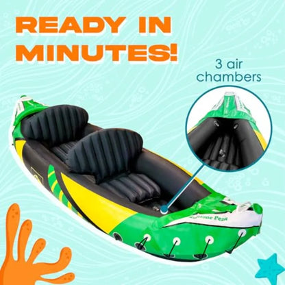 Inflatable Kayak 2 Person with Detachable Sun Canopy