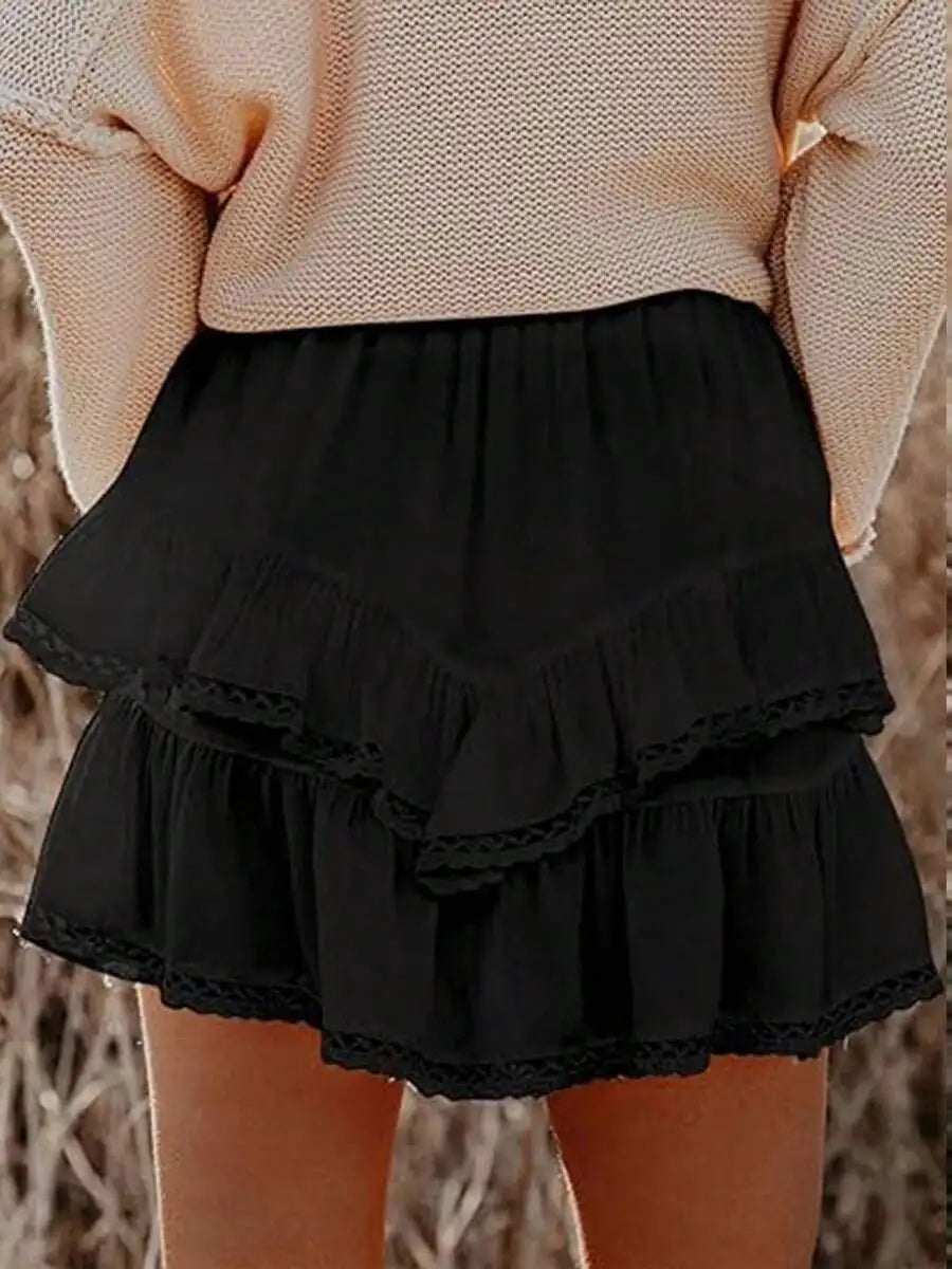 Tiered Ruffle High Waist Skort