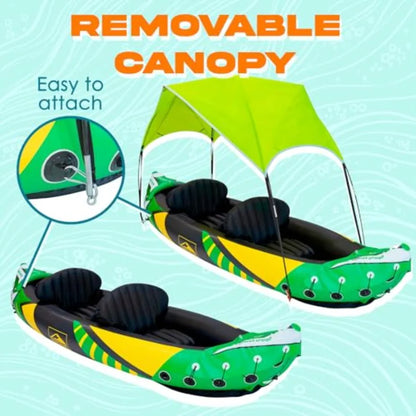 Inflatable Kayak 2 Person with Detachable Sun Canopy