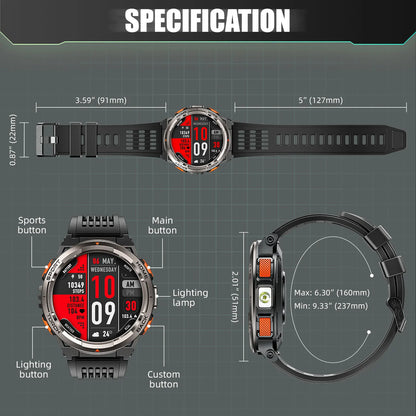 EIGIIS 1.45 Inch Waterproof Smart Watch KE5 3ATM