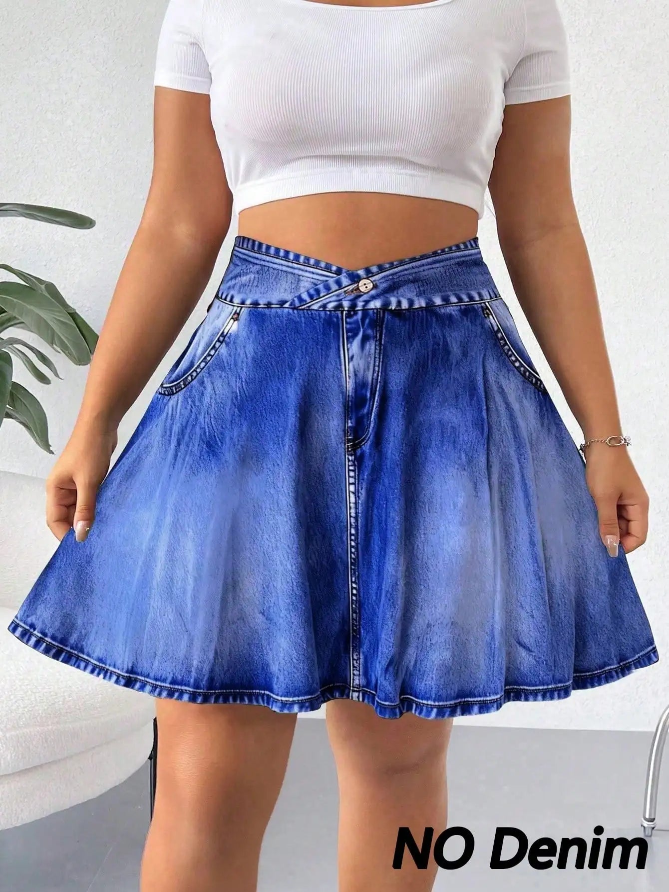 Elenzga Plus Size Summer Casual Solid Color Mini Skort
