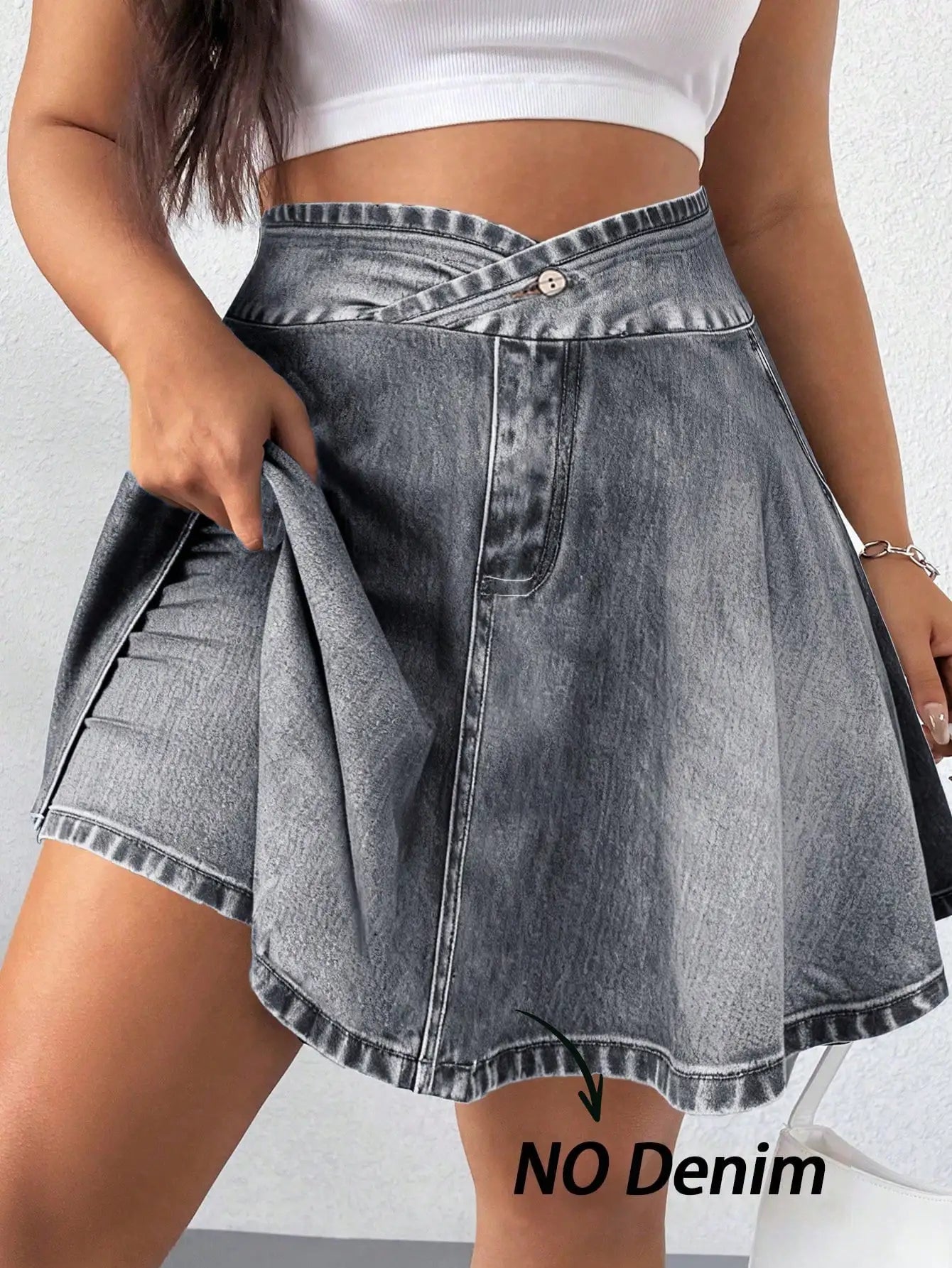 Elenzga Plus Size Summer Casual Solid Color Mini Skort