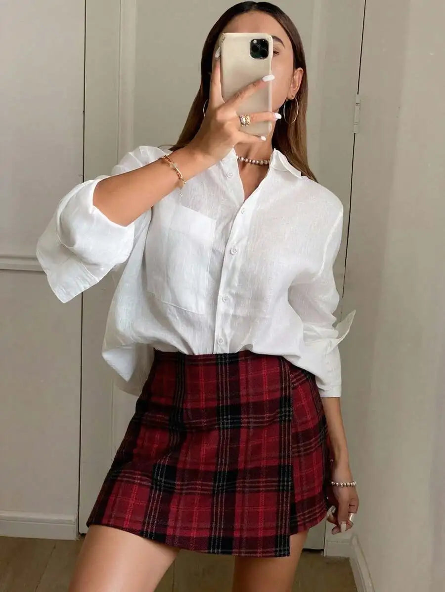 Women's Plaid Mini Skort Casual