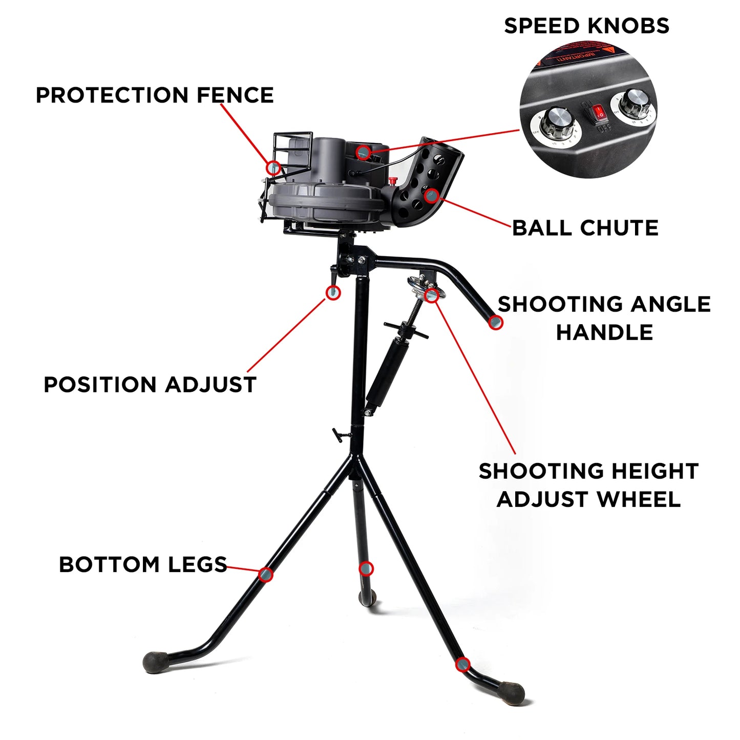 Baseball Pitching Machine Upgraded Version, 30 to 95 MPH with Regulation Baseballs