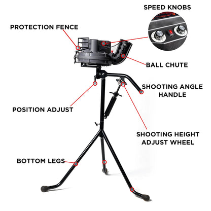 Baseball Pitching Machine Upgraded Version, 30 to 95 MPH with Regulation Baseballs