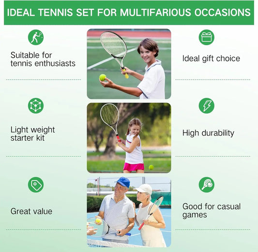 6 Pcs Tennis Racket Set for Adult Recreational Players