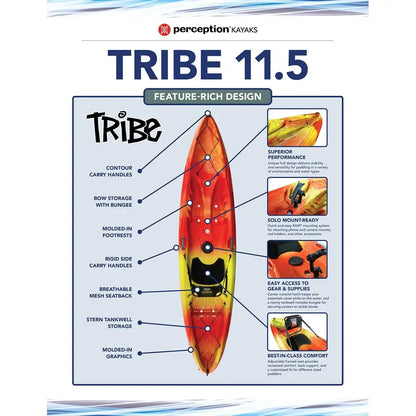 Tribe 11.5 Sit on Top Kayak for AllAround Fun Large Rear Storage with Tie Downs