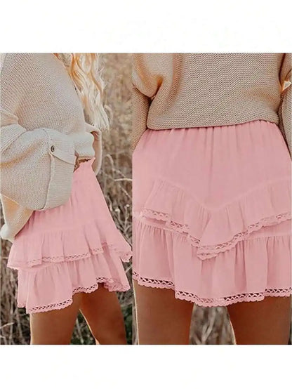 Women's High Waist Tiered Ruffle Skort
