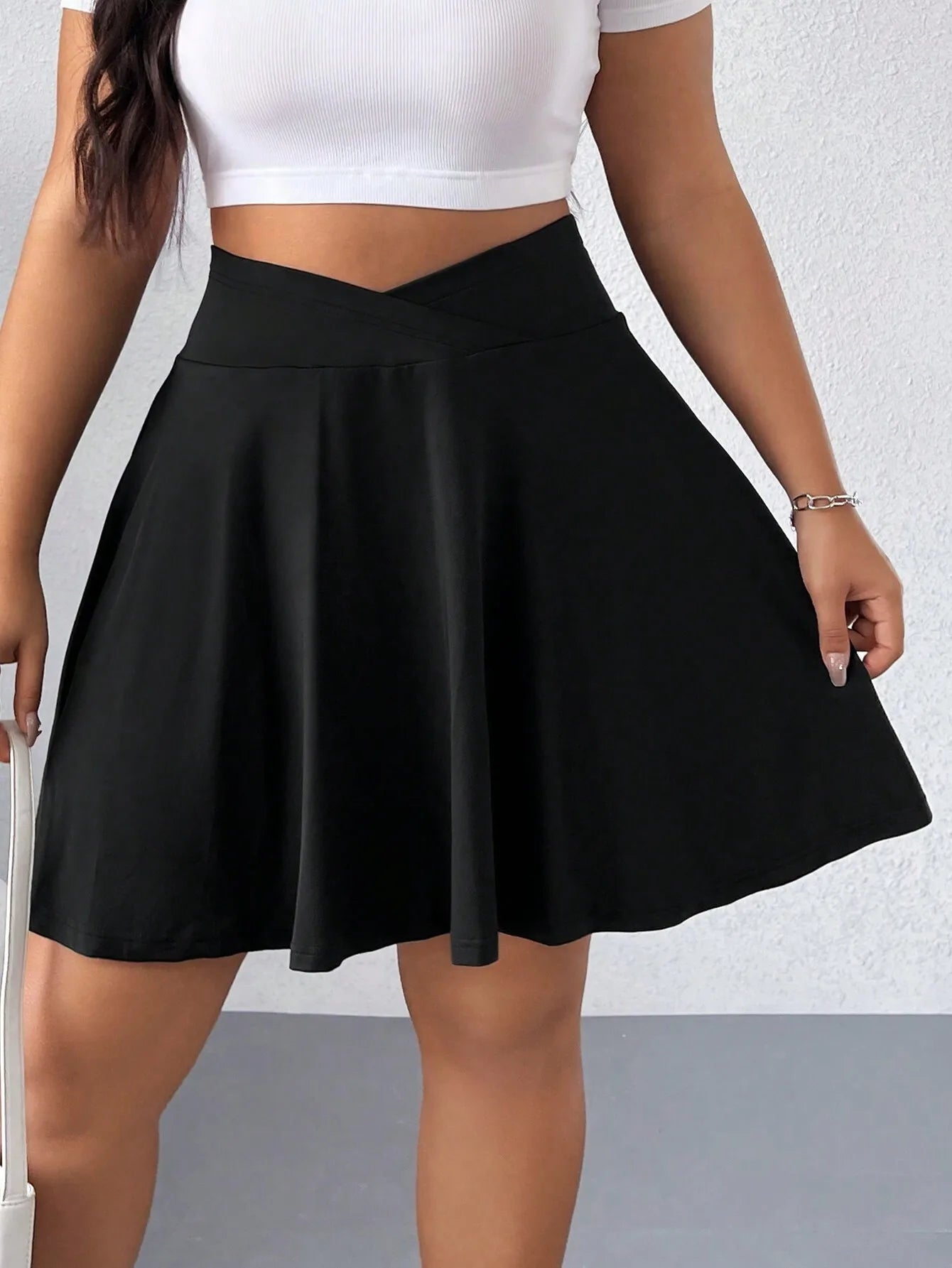 Elenzga Plus Size Summer Casual Solid Color Mini Skort