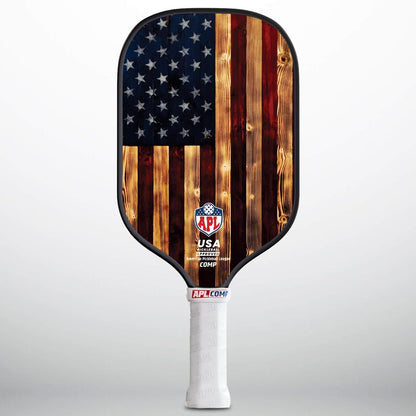 APL - Rustic Wood Flag Pickleball Paddle | 16mm Carbon Fiber | Best Pickleball Paddles | American Pickleball League