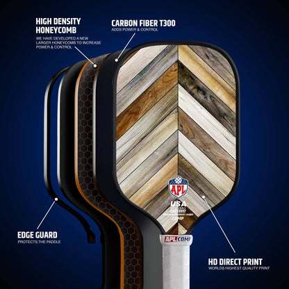 APL - Wooden Patterns Pickleball Paddle | 16mm Carbon Fiber | Best Pickleball Paddles | American Pickleball League