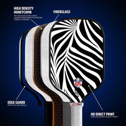 APL - White Black Patterns Pickleball Paddle | 16mm Carbon Fiber | Best Pickleball Paddles | American Pickleball League