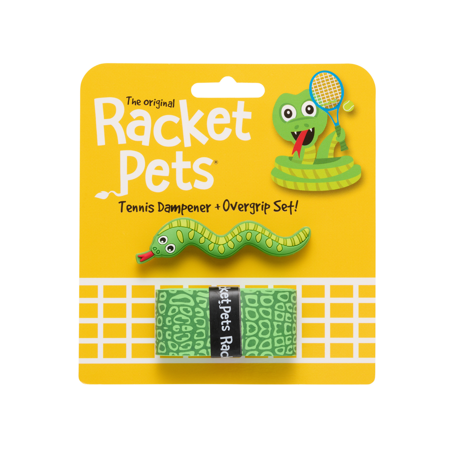 Snake Green Tennis Overgrip Tape and Matching Shock Absorbing Dampener