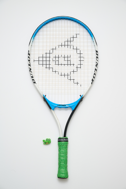 Alligator Green Tennis Overgrip Tape and Matching Shock Absorbing Dampener for Tennis Racket