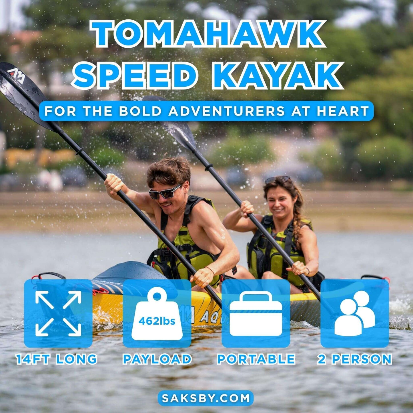 2-Person High-Pressure Speed Inflatable Kayak [Paddle Excluded]