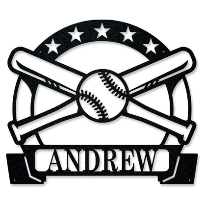 Bat and Baseball Metal Sign